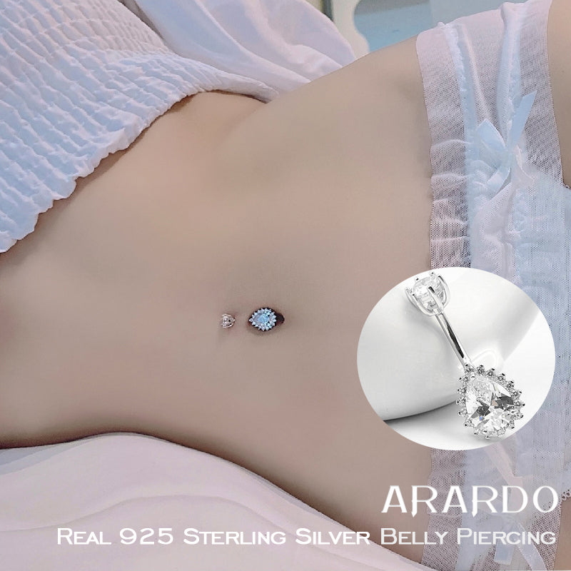 WOW Arardo 925 Sterling Silver Belly Button Rings Navel Rings Belly Rings Belly Piercing Teardrop SS4