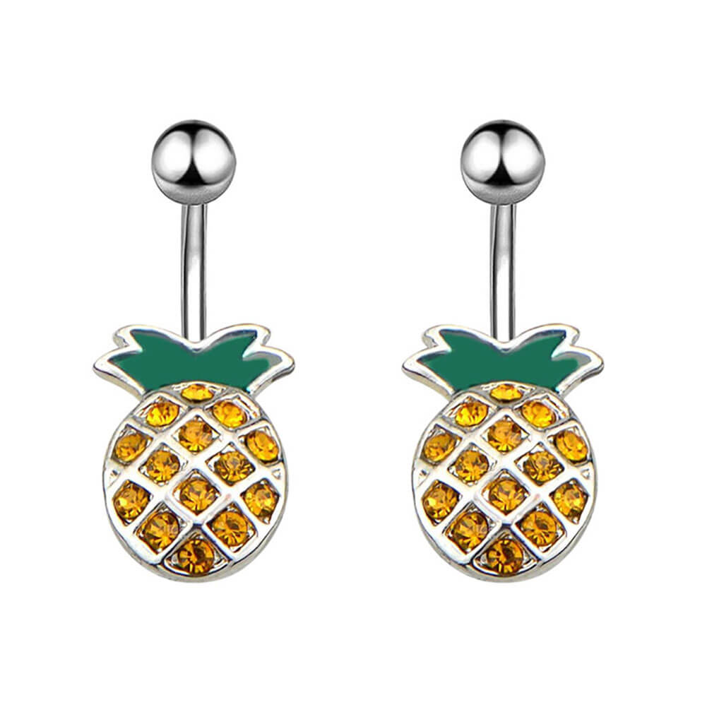 Arardo 316L Stainless Steel 14G Belly Button Rings Pineapple Navel Rin
