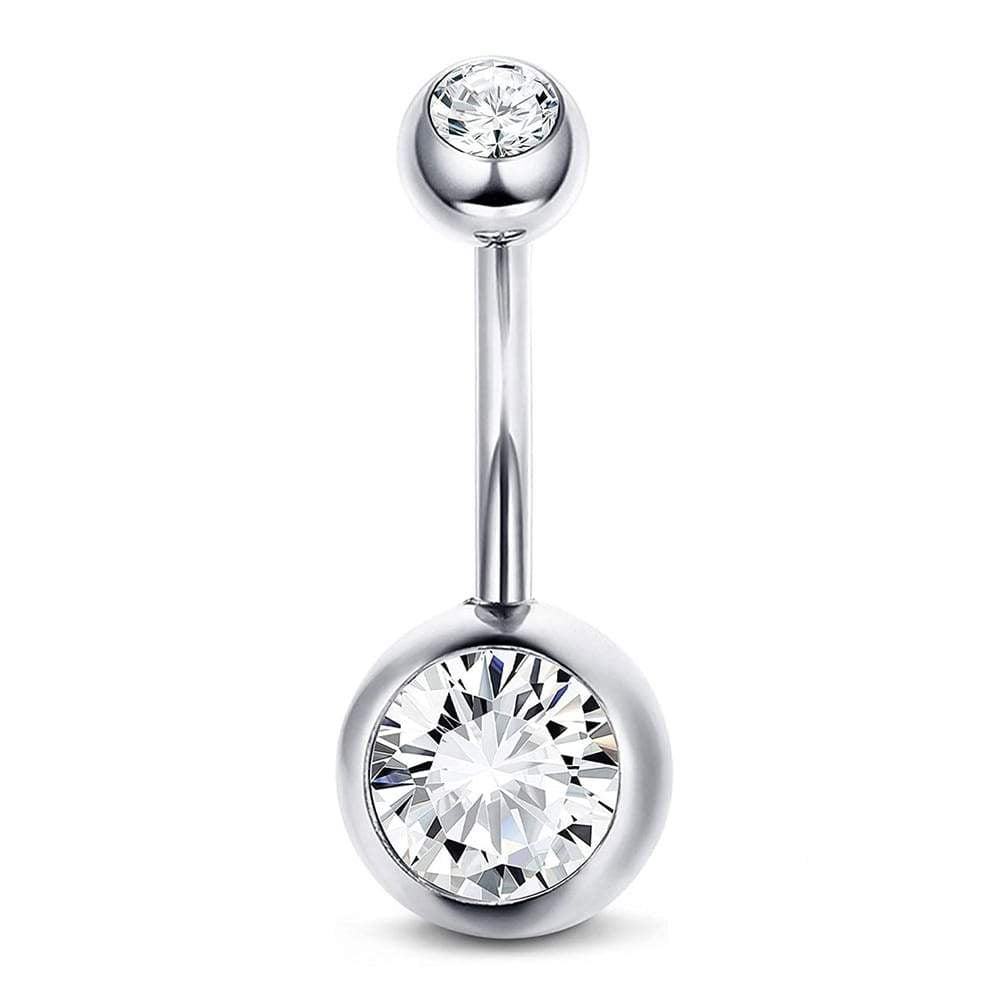 Arardo 925 Sterling Silver 14G Belly Button Rings Navel Rings Belly Rings  Belly Body Piercing Jewelry Classic Double CZ AB0137-1