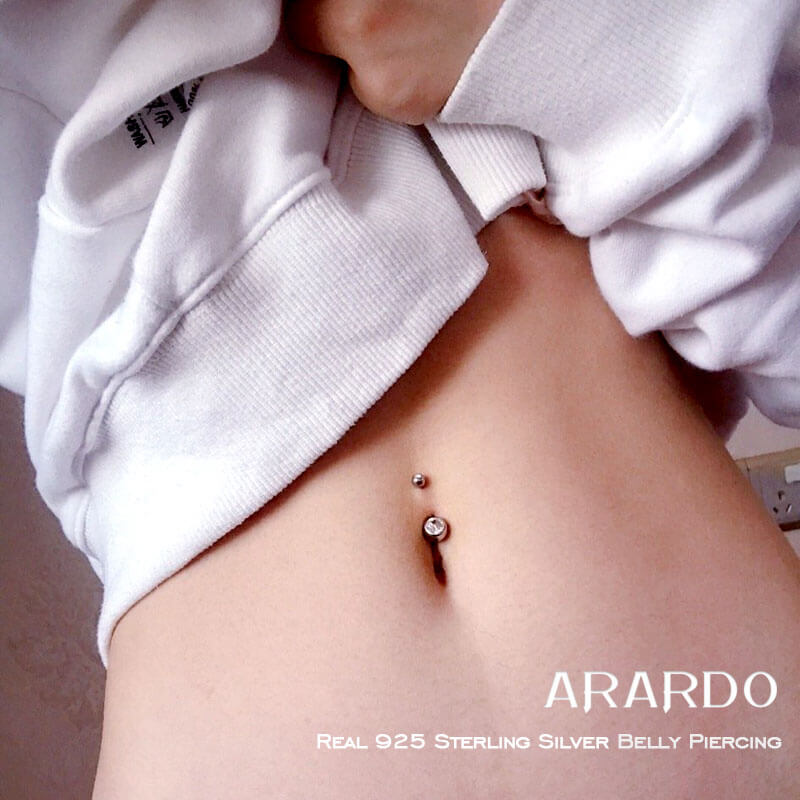 Arardo 925 Sterling Silver 14G Belly Button Rings Navel Rings Belly Ri