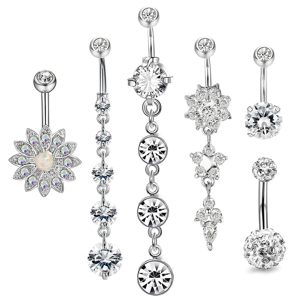 Arardo Belly Button Rings Set 14G Navel Rings 316L Stainless Steel Belly Piercing Jewelry BR21