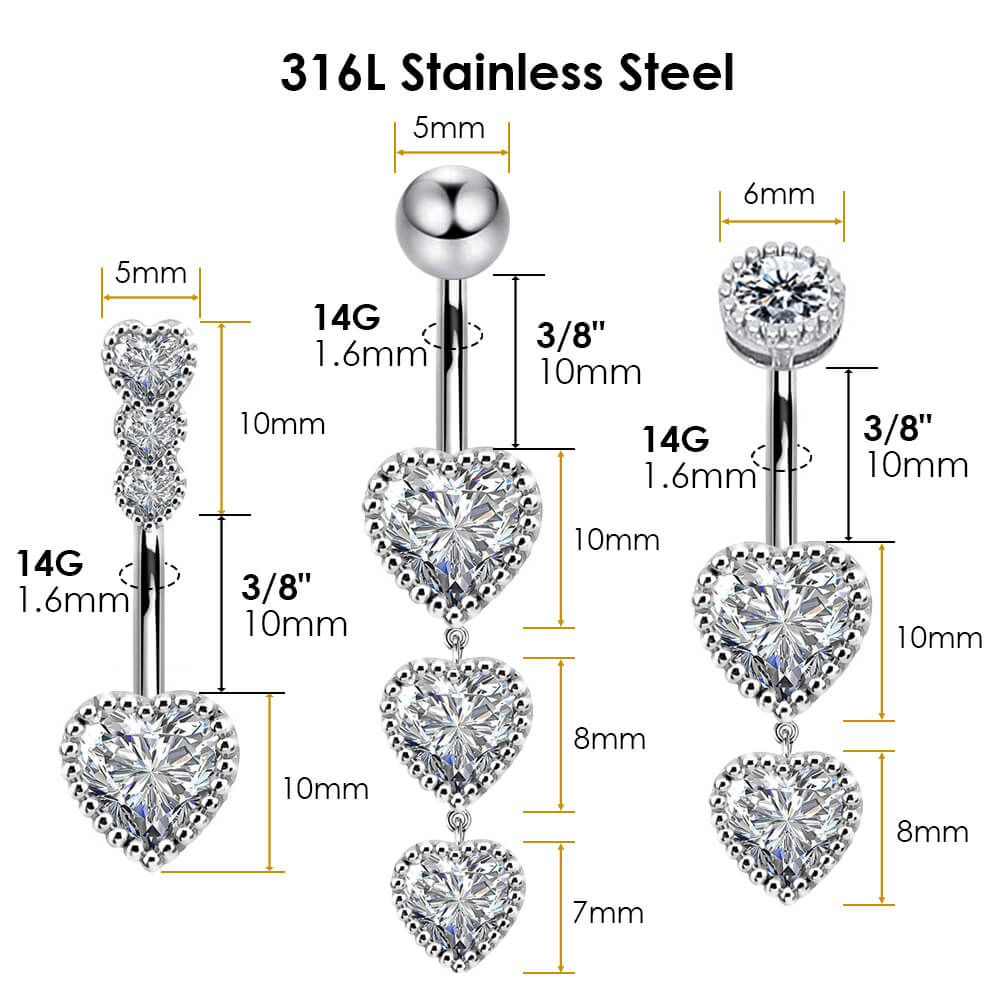 Flower Crystal Surgical Steel Dangle BELLY Button Navel bars Ring Body  Piercing