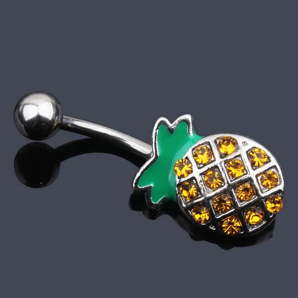 2020 Amazon Hot Surgical Steel Belly Button Rings Pineapple Design Piercing Jewelry AB0115