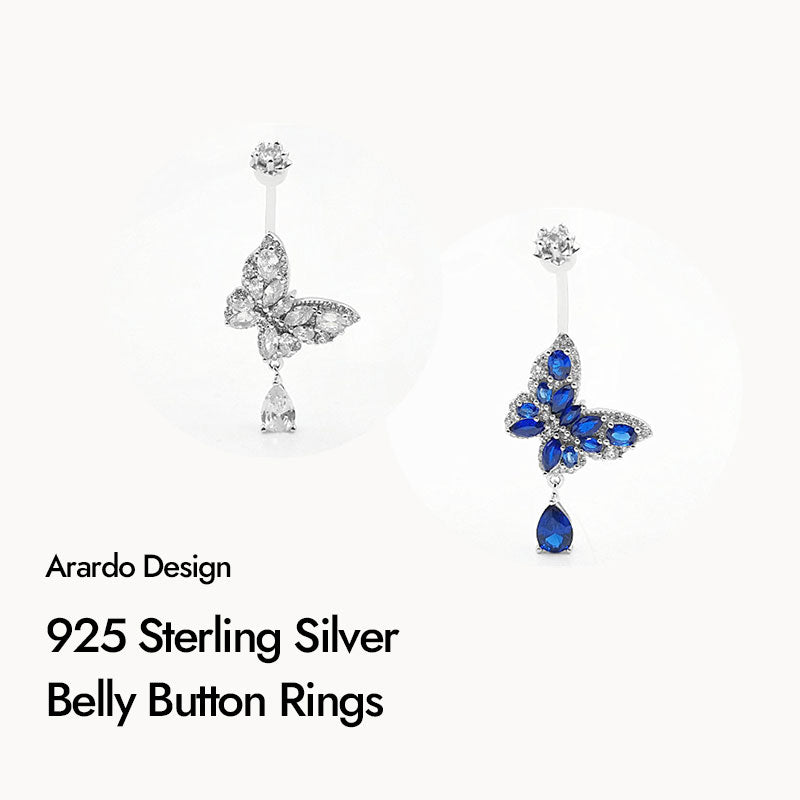 Arardo New Dangle 925 Sterling Silver 14G Belly Button Rings Navel Rings Belly Rings Belly Body Piercing