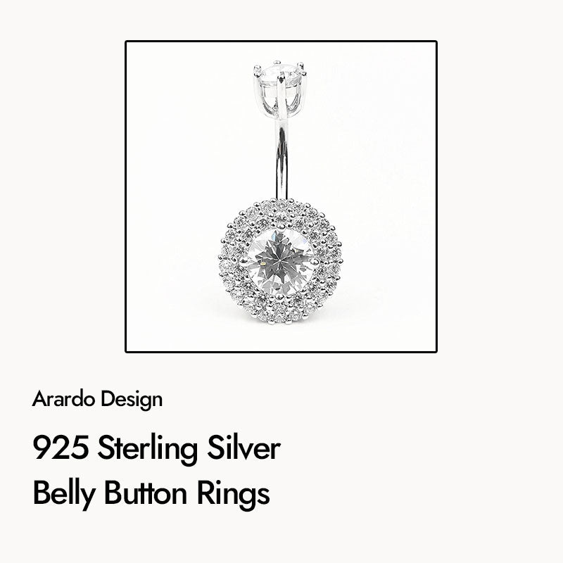 Arardo New 925 Sterling Silver 14G Belly Button Rings Navel Rings Belly Rings Belly Body Piercing