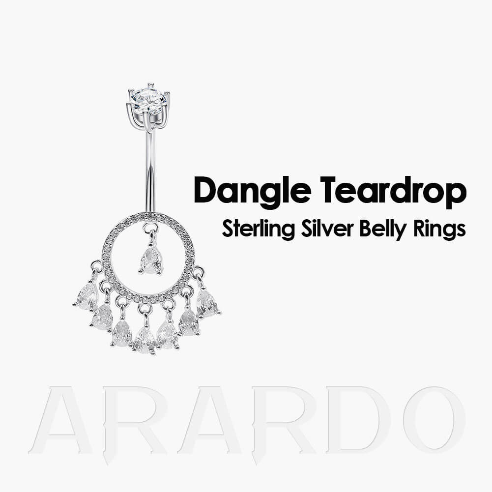 Arardo 925 Dangle Sterling Silver Belly Button Rings SS6