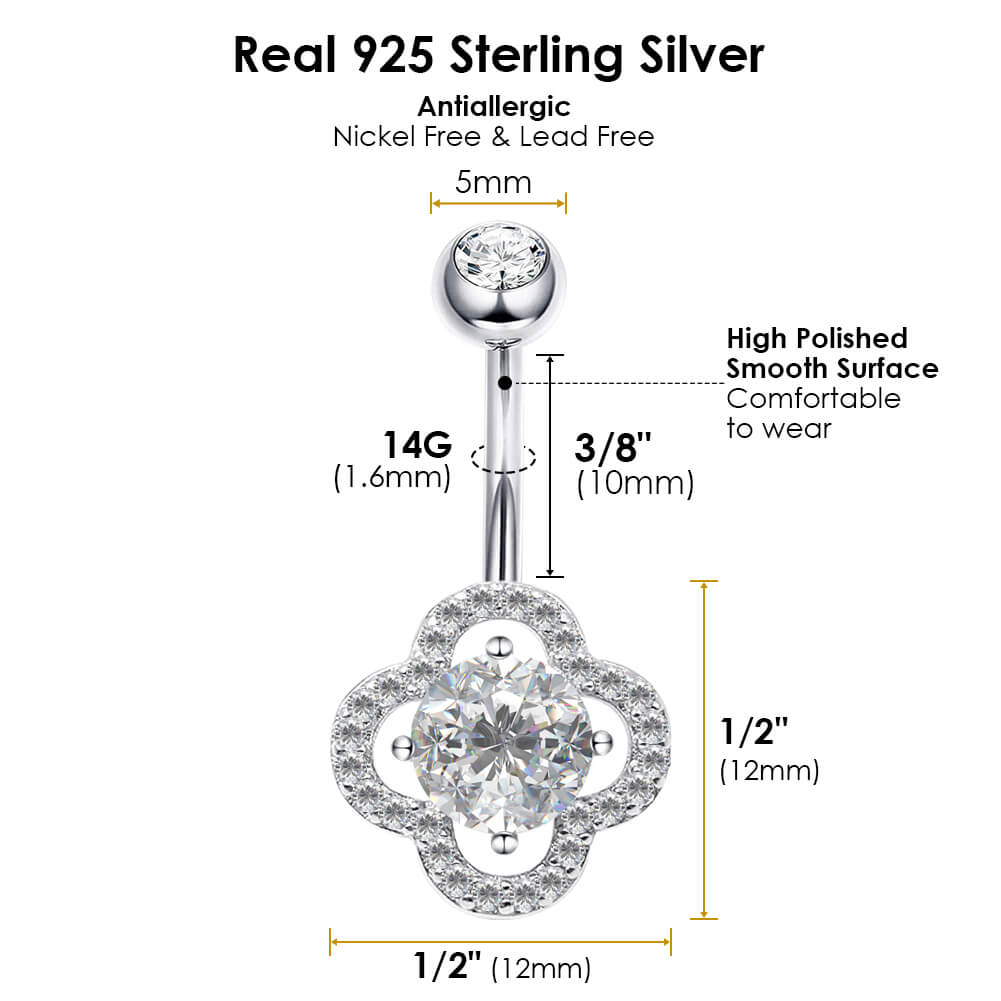 Sterling Silver Belly Button Rings, Real 925 Sterling Silver Belly Piercing, Navel Piercing Rings,Cornus