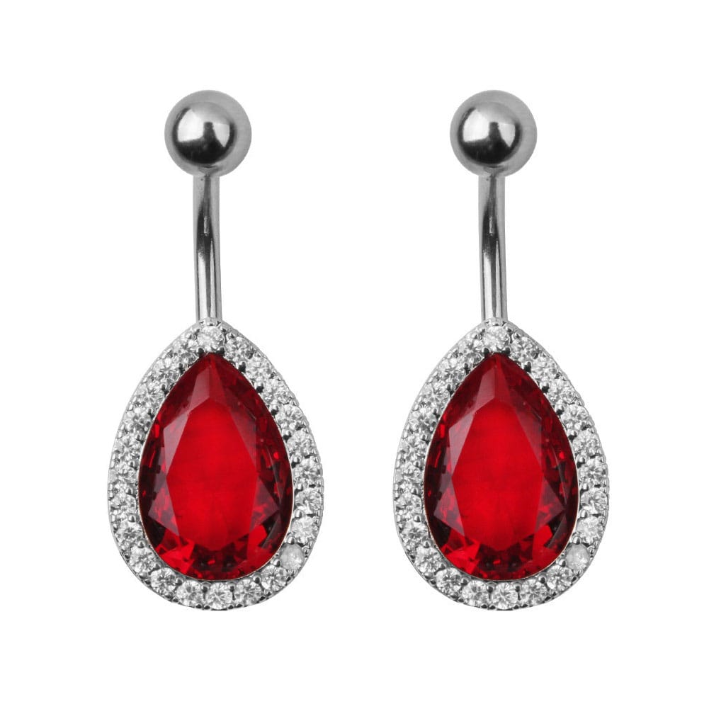 Arardo 2Pcs 14G 316L Stainless Steel Belly Button Rings Curved Barbell Crystal Water Droplet CZ Navel Rings Body Piercing Jewelry