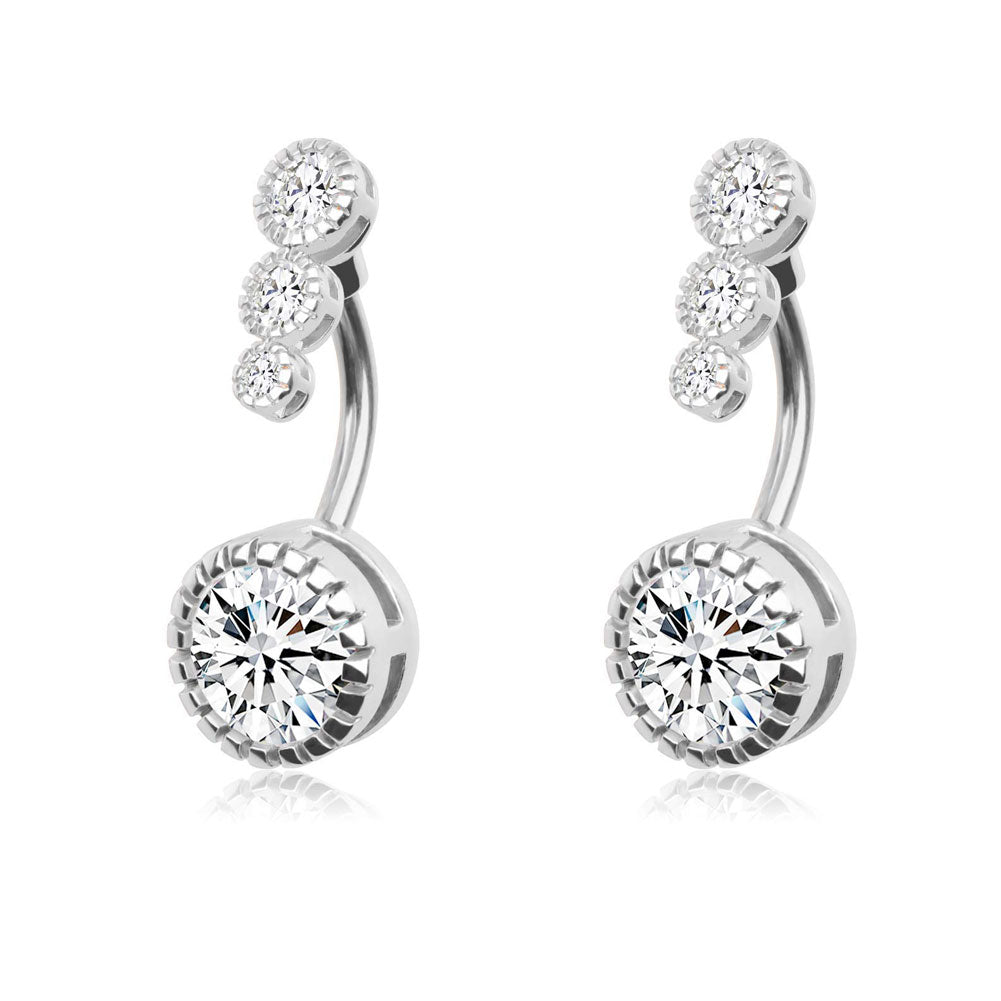 Arardo 2Pcs 14G 316L Stainless Steel Belly Button Rings Curved Barbell Crystal CZ Navel Rings Body Piercing Jewelry
