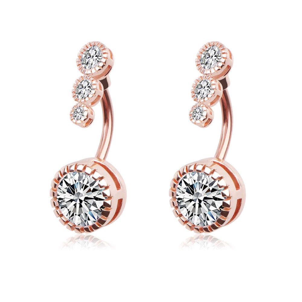Arardo 2Pcs 14G 316L Stainless Steel Belly Button Rings Curved Barbell Crystal CZ Navel Rings Body Piercing Jewelry