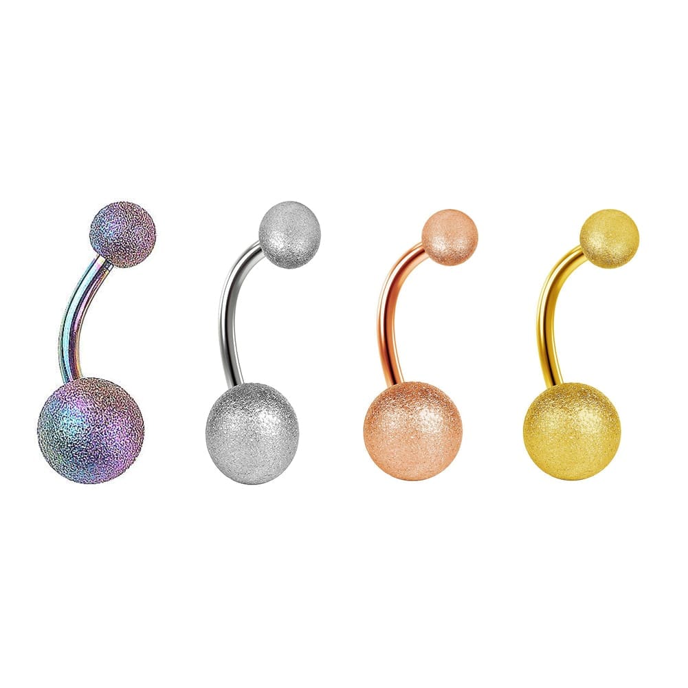Arardo 4Pcs 14G 316L Stainless Steel Frost Belly Button Rings Navel Rings Piercing Jewelry