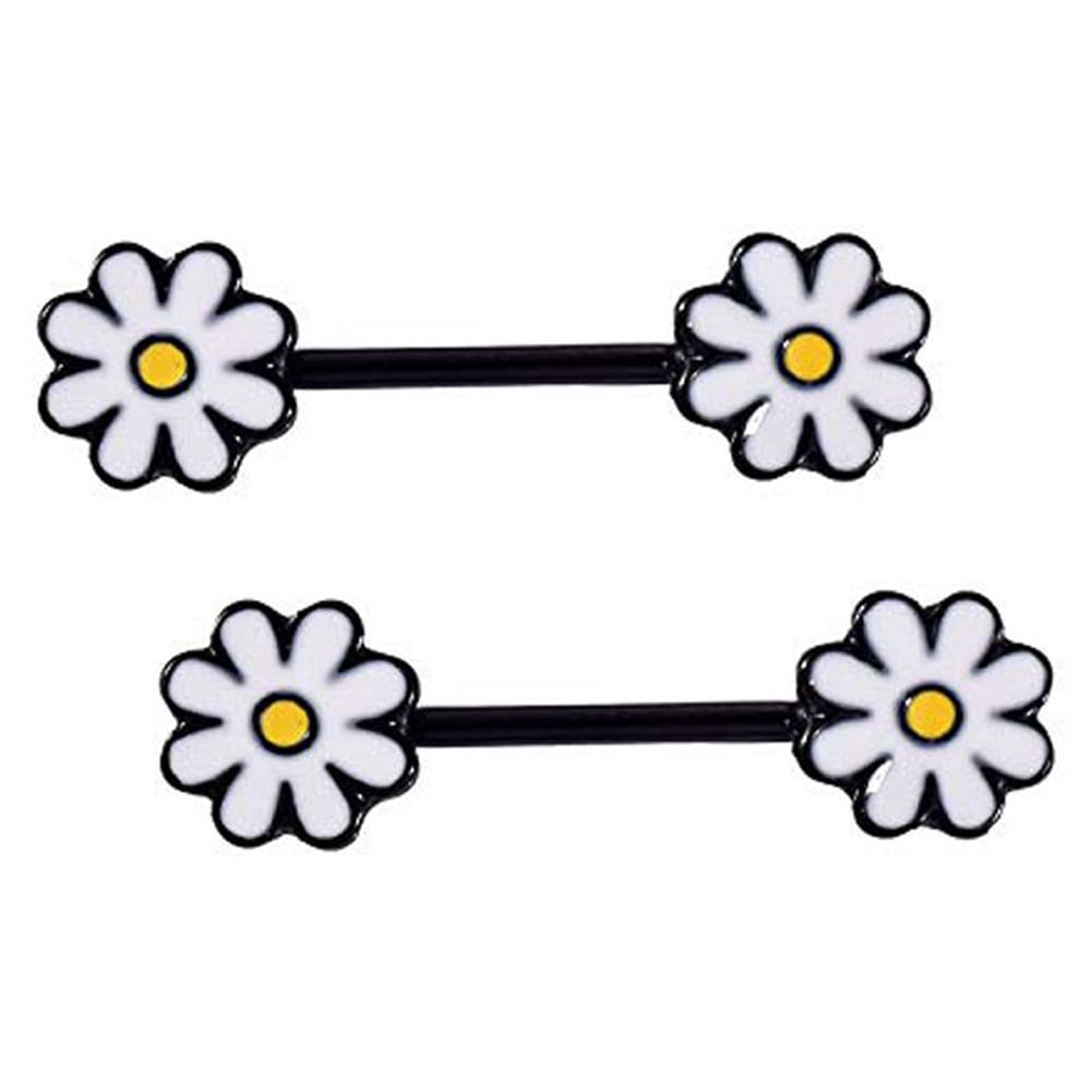 Arardo 1Pair 14G Nipple Rings 316L Stainless Steel Flower Nipple Piercing Body Jewelry