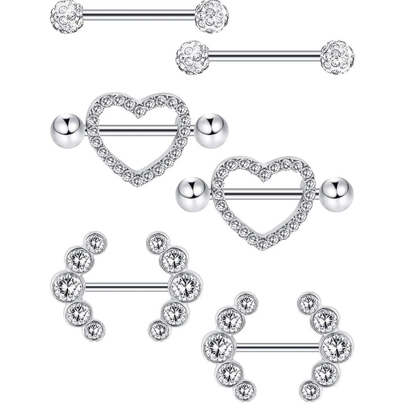 Arardo 14G 316L Stainless Steel Nipple Rings Nipple Piercing Jewelry