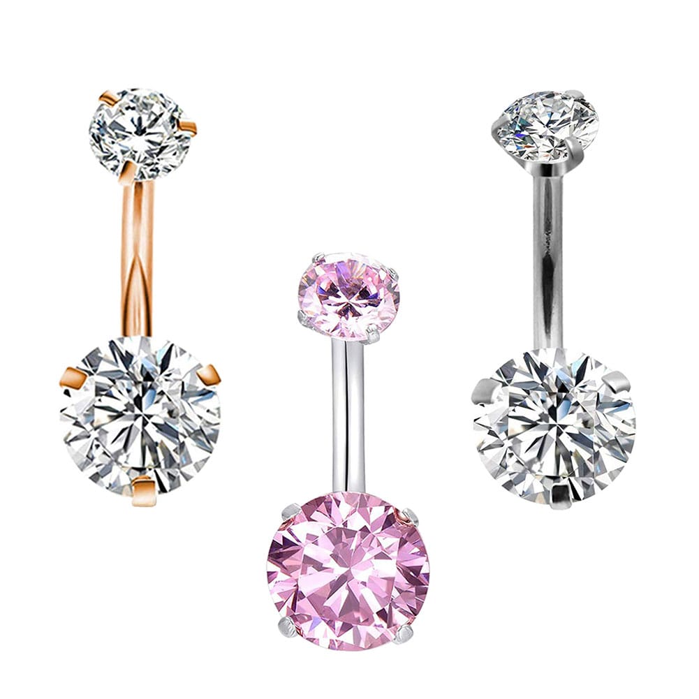 Arardo 3Pcs 14G 316L Stainless Steel Belly Button Rings CZ Navel Rings Body Piercing Jewelry