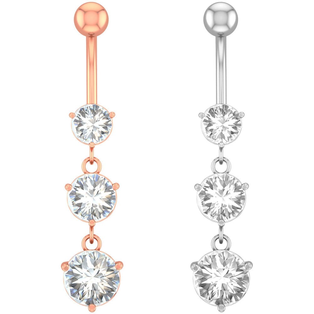Arardo 2Pcs 14G 316L Stainless Steel CZ Dangle Belly Button Rings Navel Rings Piercing Jewelry AB0038
