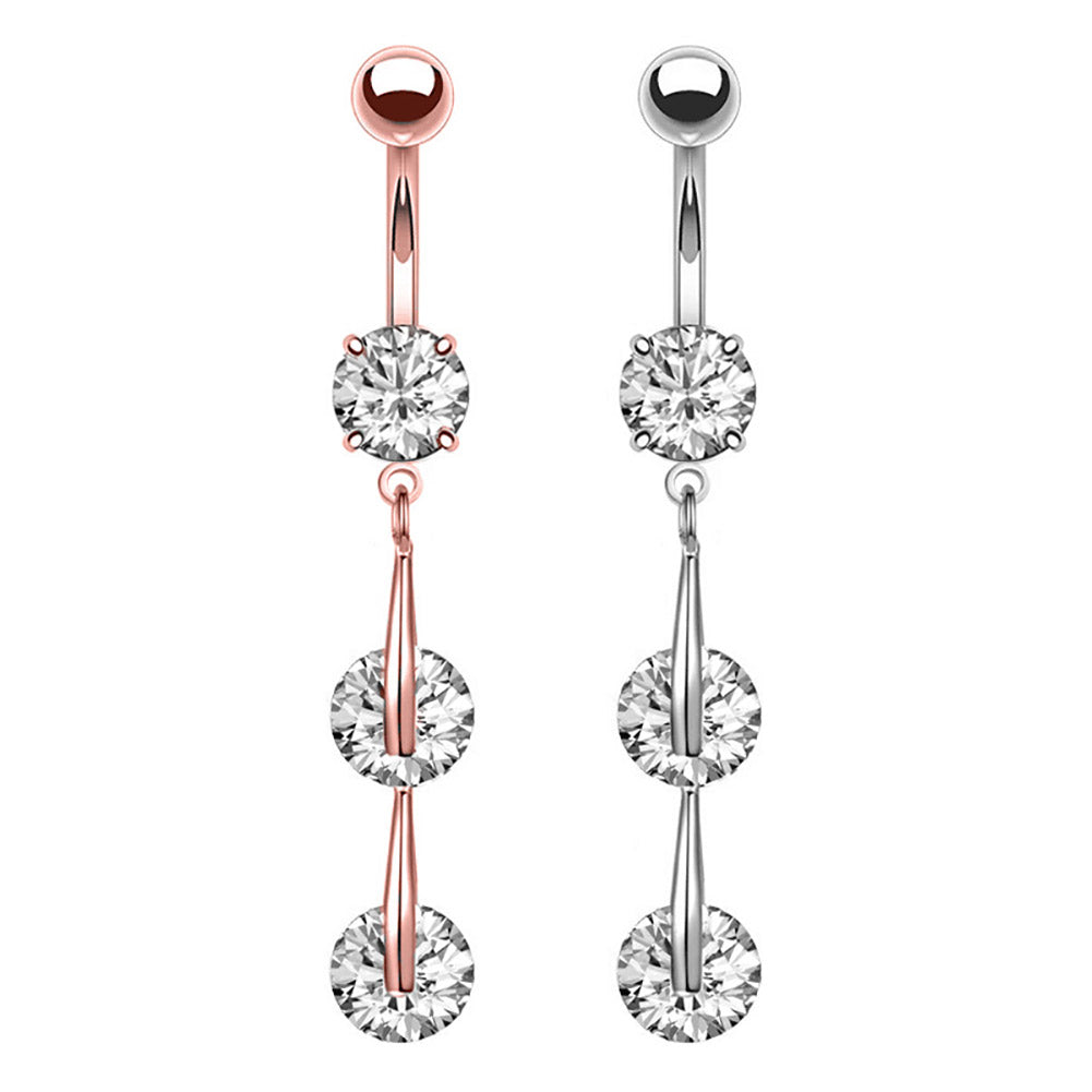 Arardo 2Pcs 14G 316L Stainless Steel CZ Dangle Belly Button Rings Navel Rings Piercing Jewelry AB0042