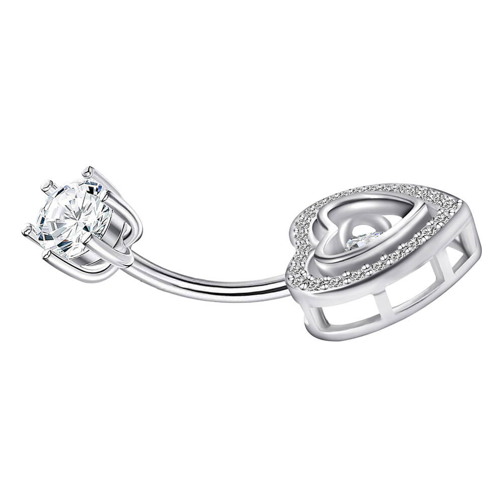 Arardo 14G 925 Sterling Silver CZ Heart Belly Button Rings Navel Rings Piercing Jewelry AB0088-1
