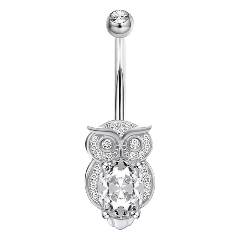 Arardo 14G 925 Sterling Silver CZ Owl Button Rings Navel Rings Piercing Jewelry AB0092-1
