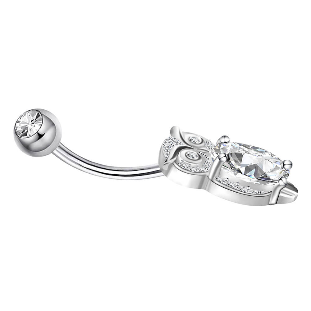 Arardo 14G 925 Sterling Silver CZ Owl Button Rings Navel Rings Piercing Jewelry AB0092-1