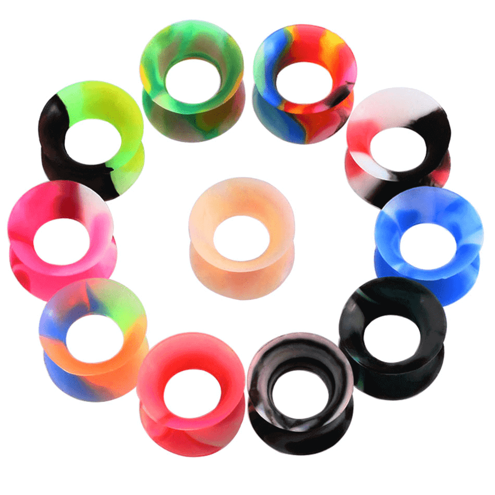 Arardo 22PCS Soft Silicone Ear Gauges Plugs Double Flared Tunnels Flexible Ear Piercing Stretchers Colorful Set Ear Expander Jewelry
