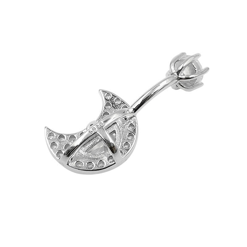 Arardo 14G 925 Sterling Silver CZ Moon Belly Button Rings Navel Rings Piercing Jewelry AB0096