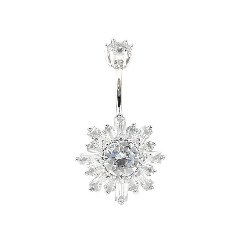 Arardo 14G 925 Sterling Silver Flower CZ Belly Button Rings Navel Rings Piercing Jewelry AB0097