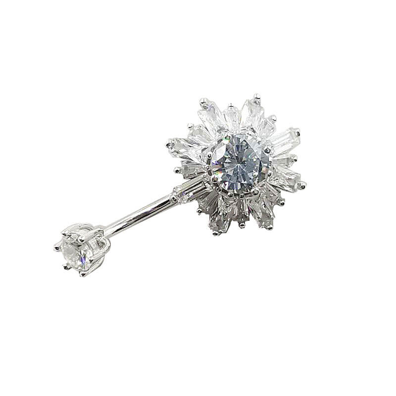 Arardo 14G 925 Sterling Silver Flower CZ Belly Button Rings Navel Rings Piercing Jewelry AB0097