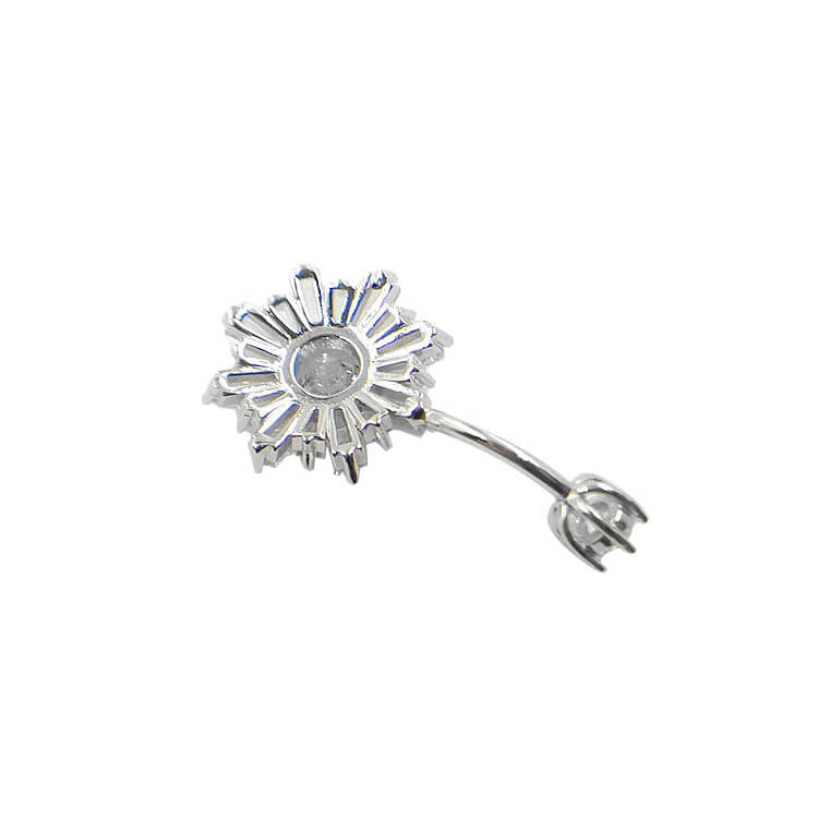 Arardo 14G 925 Sterling Silver Flower CZ Belly Button Rings Navel Rings Piercing Jewelry AB0097