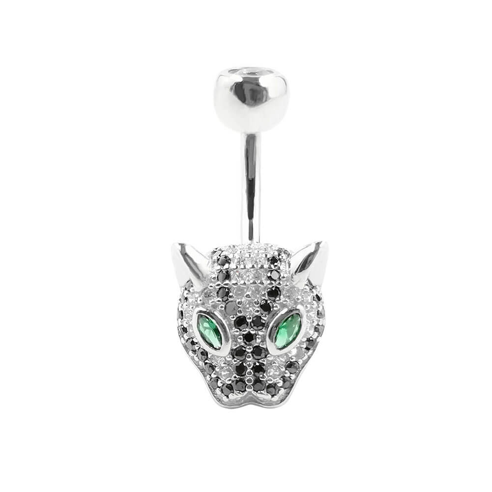 Arardo 14G 925 Sterling Silver CZ Animal Leopard Belly Button Rings Navel Rings Piercing Jewelry AB0098