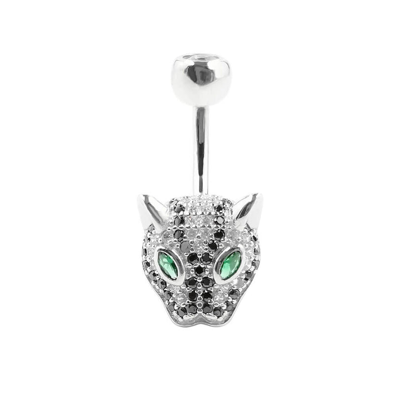 Arardo 14G 925 Sterling Silver CZ Animal Leopard Belly Button Rings Navel Rings Piercing Jewelry AB0098