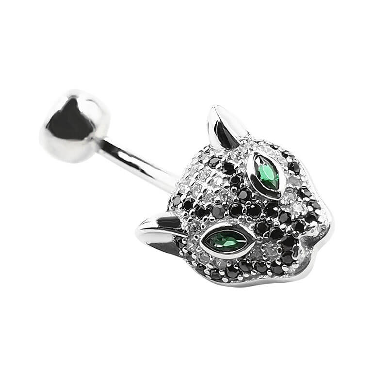 Arardo 14G 925 Sterling Silver CZ Animal Leopard Belly Button Rings Navel Rings Piercing Jewelry AB0098