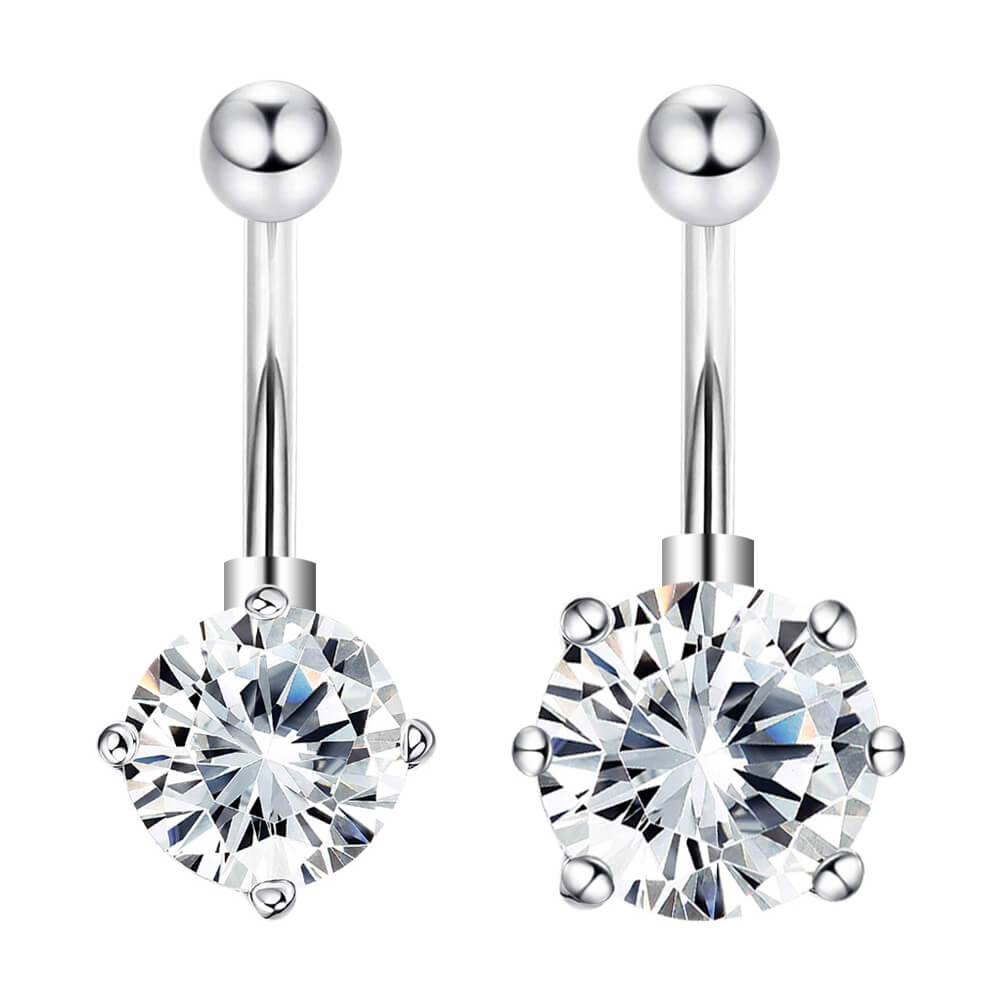Arardo 2Pcs 14G 316L Stainless Steel CZ Belly Button Rings Navel Rings Piercing Jewelry