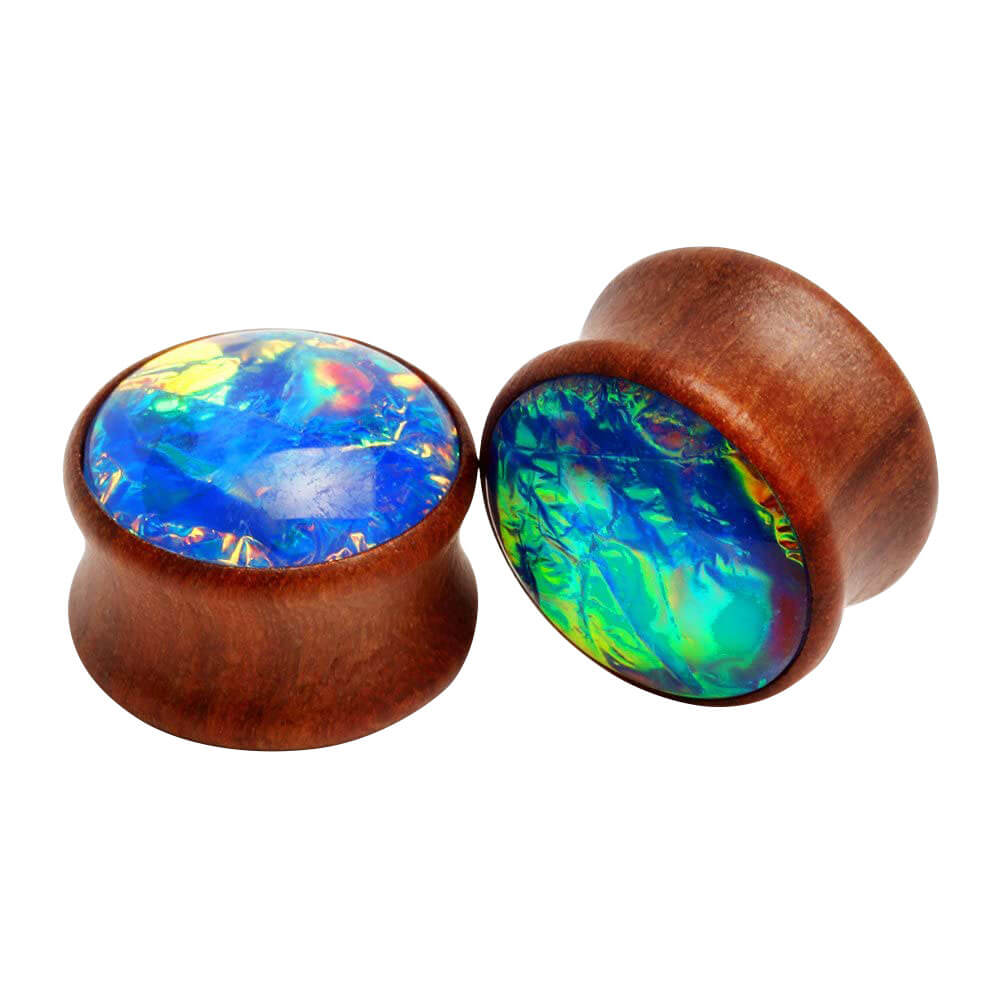 Arardo 1 Pair Sea Shell Natural Wood Fit Flesh Tunnel  Ear Plugs Tunnels Gauges Stretcher Body Piercings Jewelry