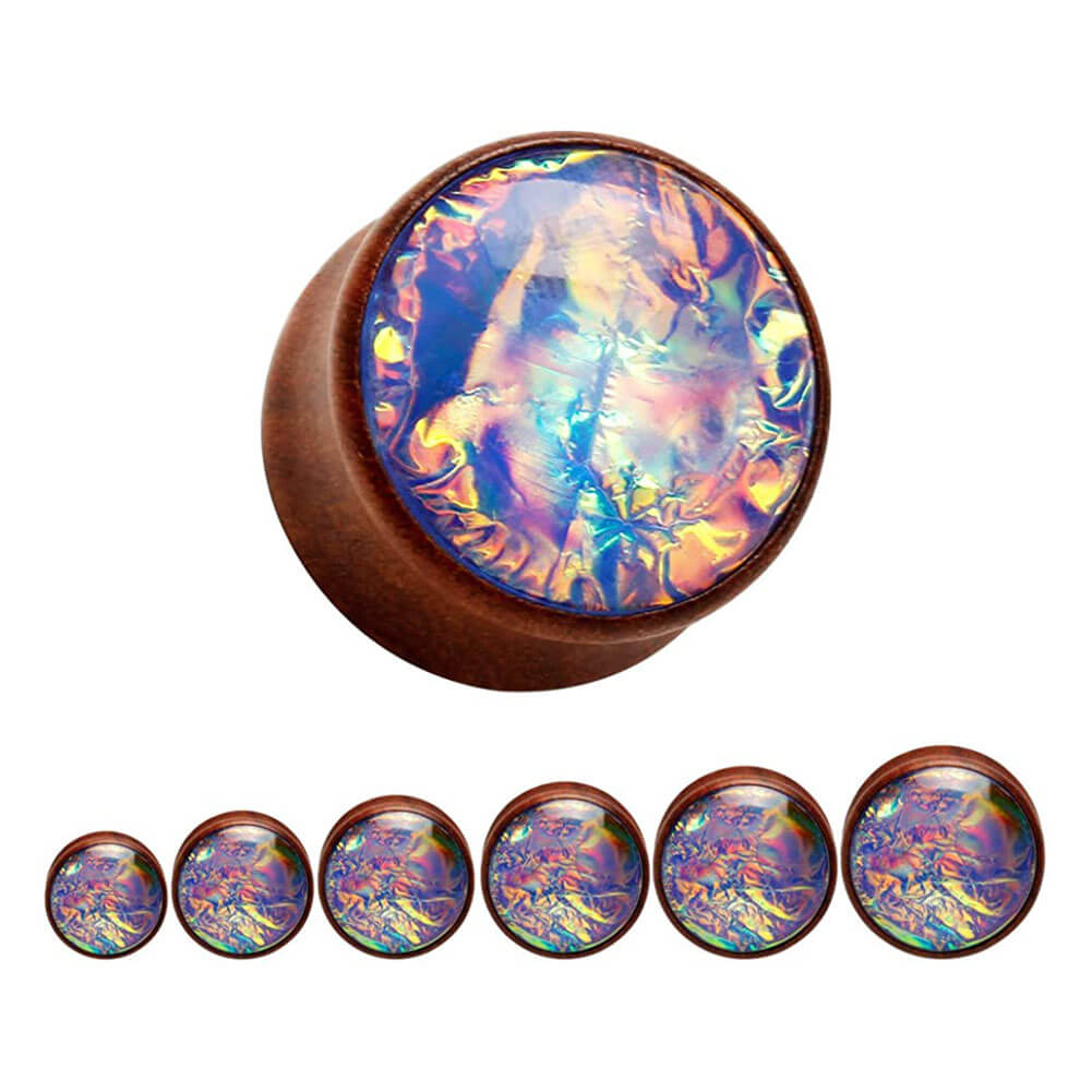 Arardo 1 Pair Sea Shell Natural Wood Fit Flesh Tunnel  Ear Plugs Tunnels Gauges Stretcher Body Piercings Jewelry