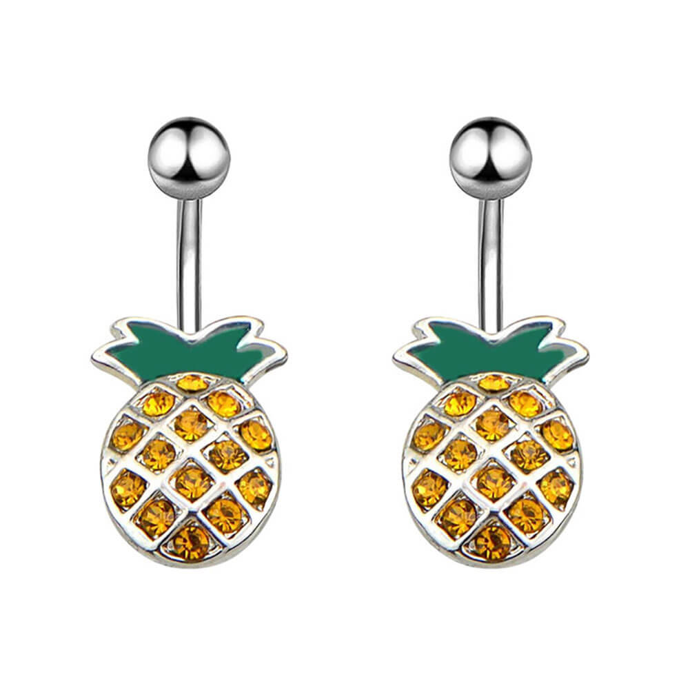 Arardo 316L Stainless Steel 14G Belly Button Rings Pineapple Navel Rings Belly Rings Belly Body Piercing Jewelry