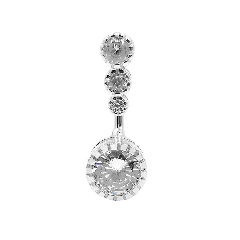 925 Sterling Silver Clear CZ 14G  Belly Button Rings Navel Rings Piercing Jewelry AB0123