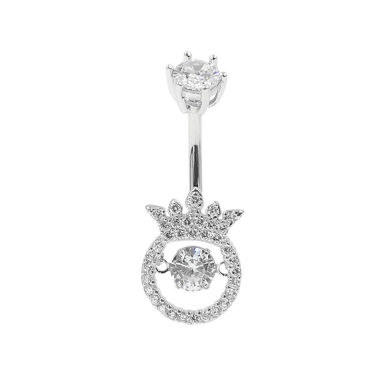 Arardo 925 Sterling Silver Clear CZ Crown Shape 14G Belly Button Rings Navel Rings Body Piercing Jewelry AB0124