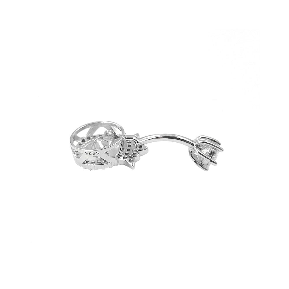 Arardo 925 Sterling Silver Clear CZ Crown Shape 14G Belly Button Rings Navel Rings Body Piercing Jewelry AB0124