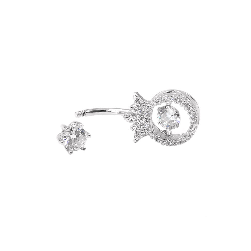 Arardo 925 Sterling Silver Clear CZ Crown Shape 14G Belly Button Rings Navel Rings Body Piercing Jewelry AB0124