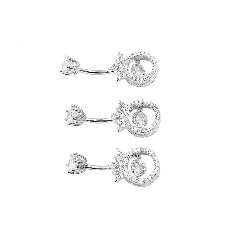 Arardo 925 Sterling Silver Clear CZ Crown Shape 14G Belly Button Rings Navel Rings Body Piercing Jewelry AB0124