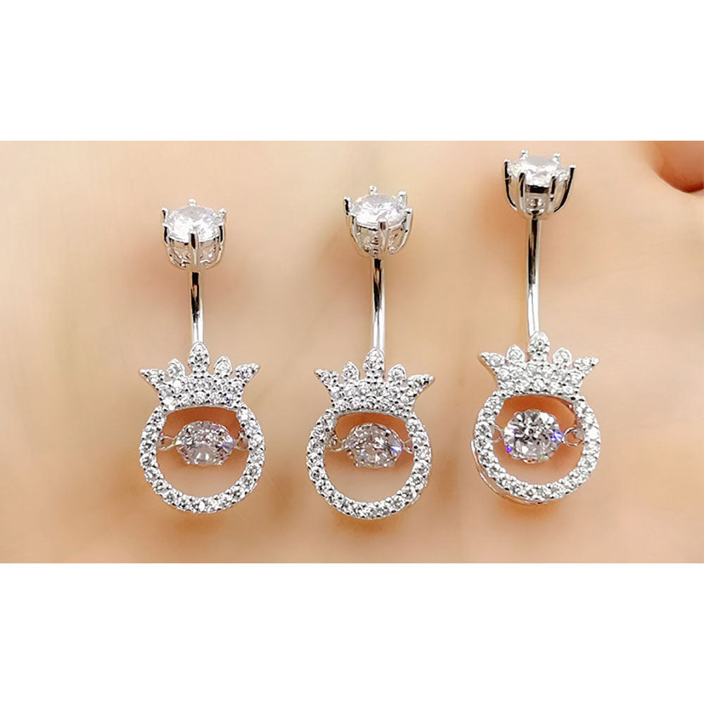 Arardo 925 Sterling Silver Clear CZ Crown Shape 14G Belly Button Rings Navel Rings Body Piercing Jewelry AB0124