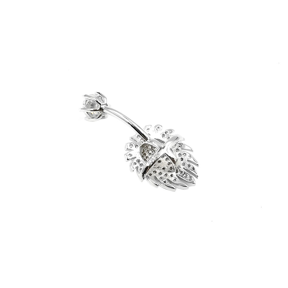 14G 925 Sterling Silver Clear CZ Animal Lion Shape Belly Button Rings Navel Rings AB0125