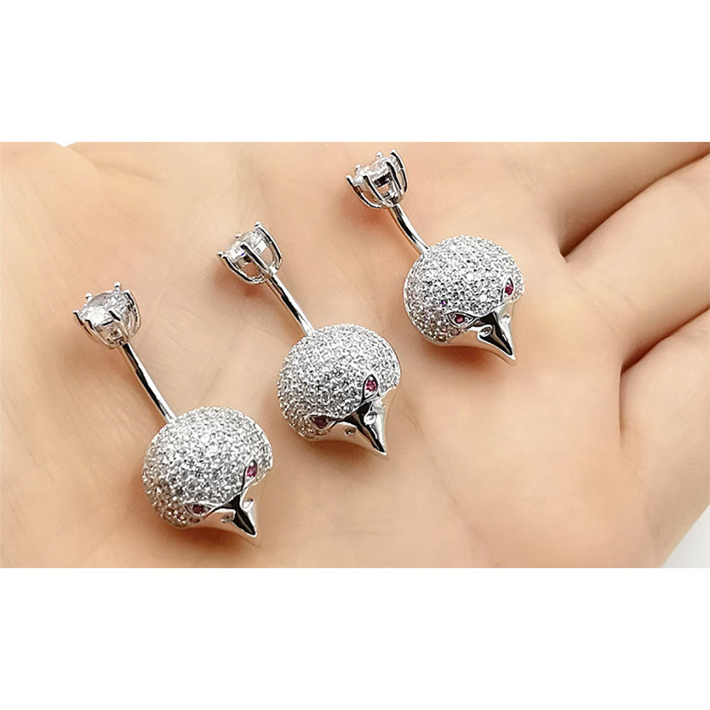 925 Sterling Silver Clear CZ Eagle 14G  Belly Button Rings Navel Rings Piercing Jewelry AB0126