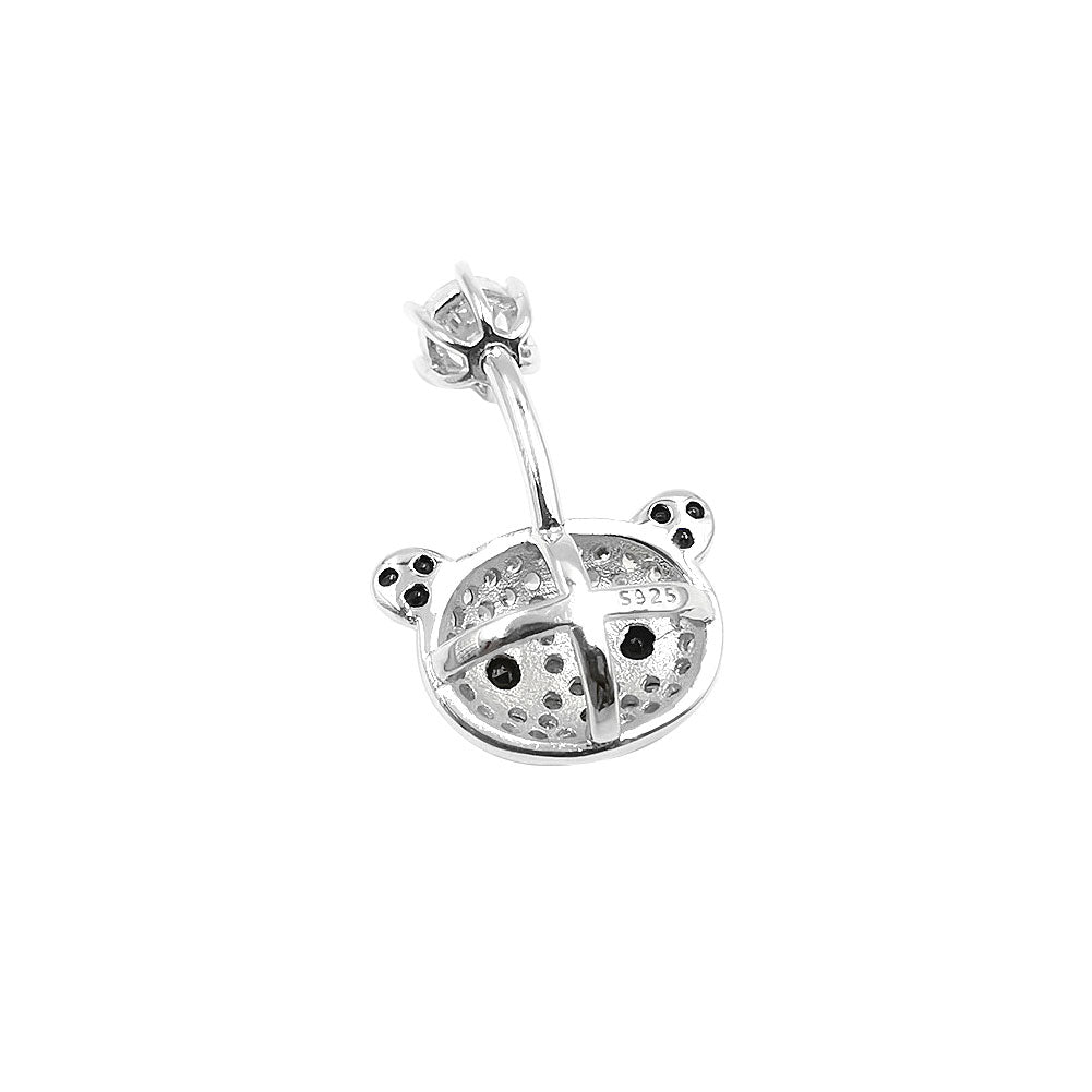 925 Sterling Silver Clear CZ Animal Panda 14G Belly Button Rings Navel Rings Piercing Jewelry AB0127