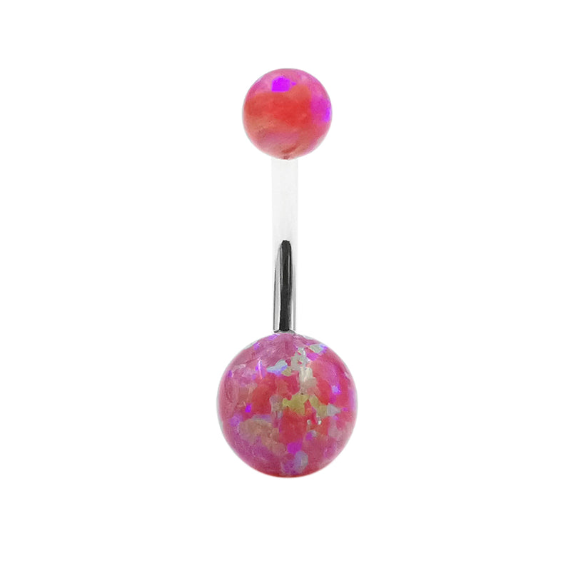 Arardo 925 Sterling Silver 14G Pink Opal Belly Button Rings Navel Rings Belly Rings Belly Body Piercing Jewelry