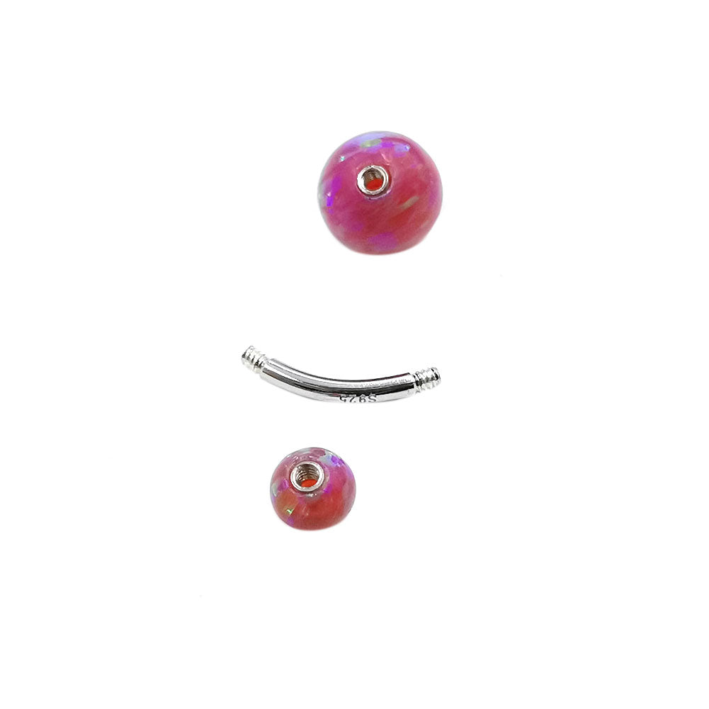 Arardo 925 Sterling Silver 14G Pink Opal Belly Button Rings Navel Rings Belly Rings Belly Body Piercing Jewelry