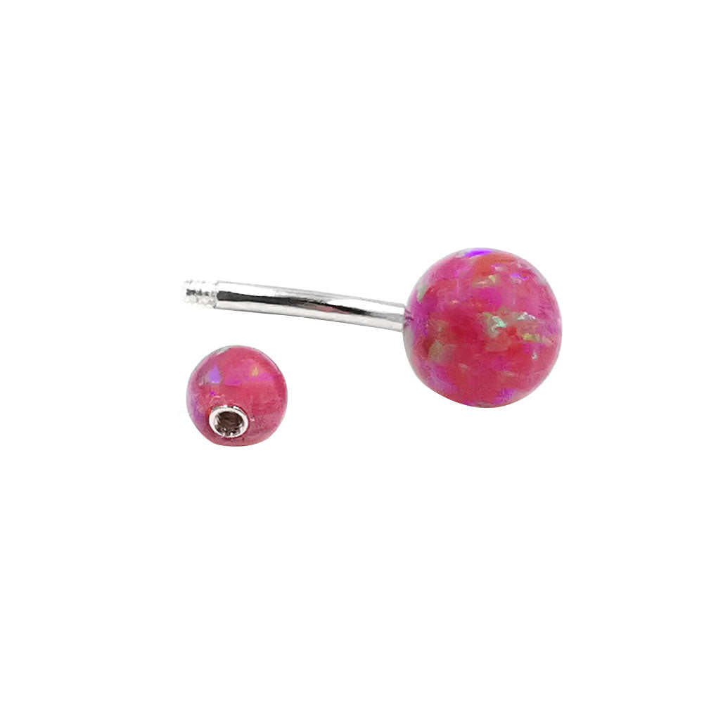 Arardo 925 Sterling Silver 14G Pink Opal Belly Button Rings Navel Rings Belly Rings Belly Body Piercing Jewelry