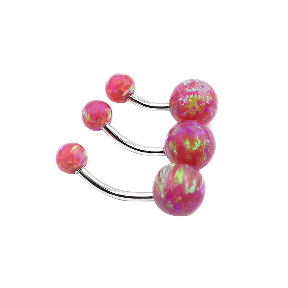 Arardo 925 Sterling Silver 14G Pink Opal Belly Button Rings Navel Rings Belly Rings Belly Body Piercing Jewelry