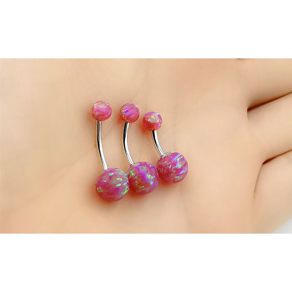 Arardo 925 Sterling Silver 14G Pink Opal Belly Button Rings Navel Rings Belly Rings Belly Body Piercing Jewelry