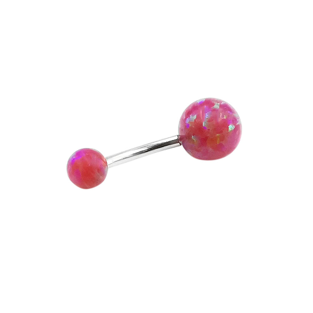 Arardo 925 Sterling Silver 14G Pink Opal Belly Button Rings Navel Rings Belly Rings Belly Body Piercing Jewelry